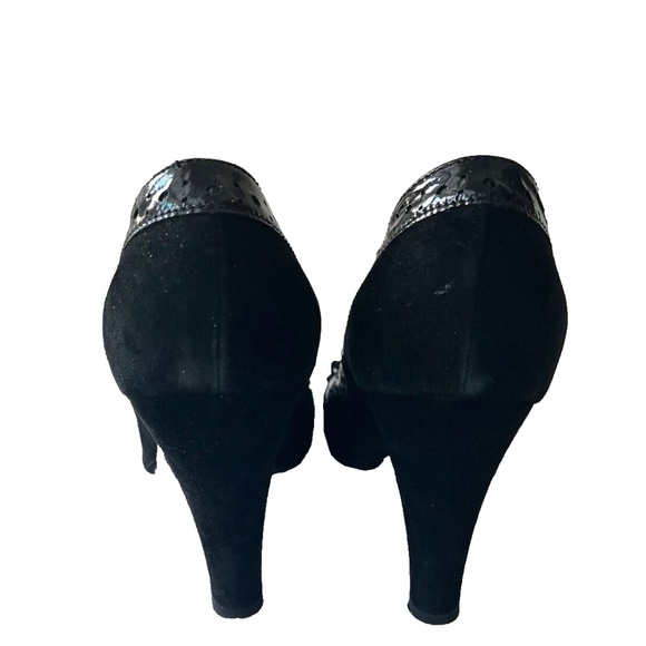 Women's heeled loafer with Horsebit black suede Size 9 - Picture 3 of 6